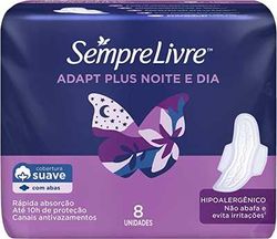 Absorvente Externo Adapt Plus Noite e Dia com Abas, Sempre Livre, 8 Unidades