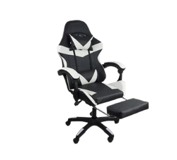 Cadeira Gamer Oficial Webshop Stillus, Até 120 KG, Ergonômica, Apoio Para Os Pés, Preta e Branca