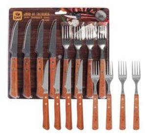 jogo-de-talheres-para-churrasco-inox-c-cabo-de-madeira-8pcs - Imagem